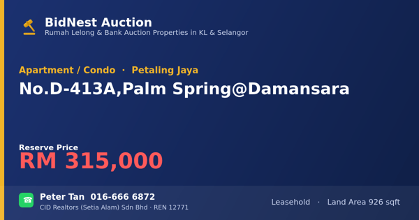 Apartment / Condo · No. D-413A, Palm Spring @ Damansara