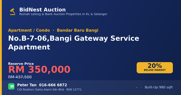 Apartmen / Kondo · No. B-7-06, Bangi Gateway Service Apartment
