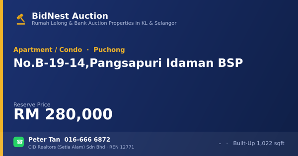 Apartmen / Kondo · No. B-19-14, Pangsapuri Idaman BSP