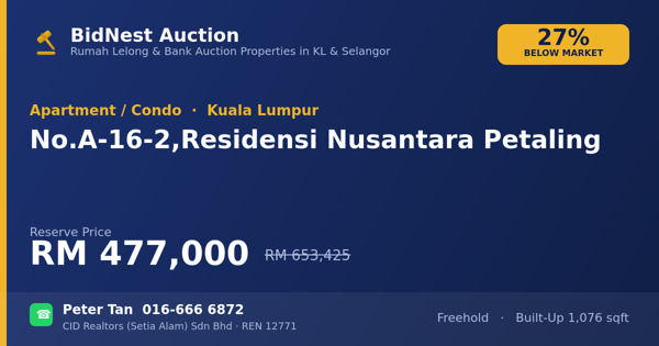 Apartmen / Kondo · No. A-16-2, Residensi Nusantara Petaling