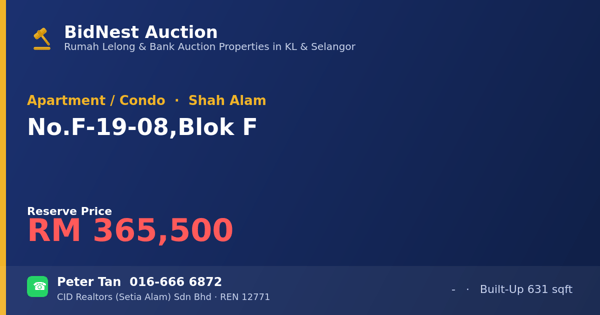 Apartment / Condo · No. F-19-08, Blok F