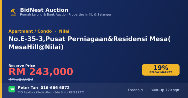 Apartmen / Kondo · No. E-35-3, Pusat Perniagaan & Residensi Mesa (MesaHill @ Nilai)