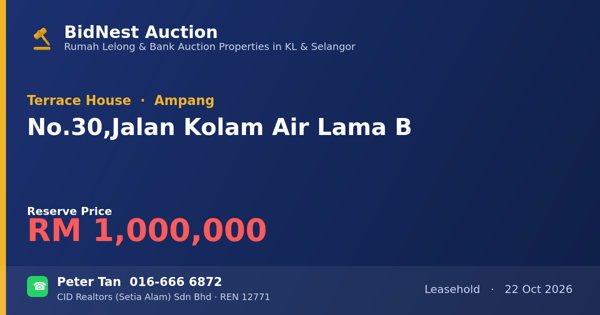 排屋 · No. 30, Jalan Kolam Air Lama B