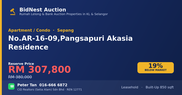 Apartmen / Kondo · No. AR-16-09, Pangsapuri Akasia Residence