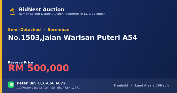 Semi-Detached · No. 1503, Jalan Warisan Puteri A54
