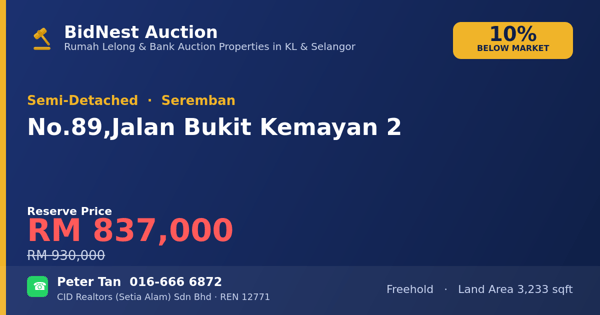 Semi-Detached · No. 89, Jalan Bukit Kemayan 2