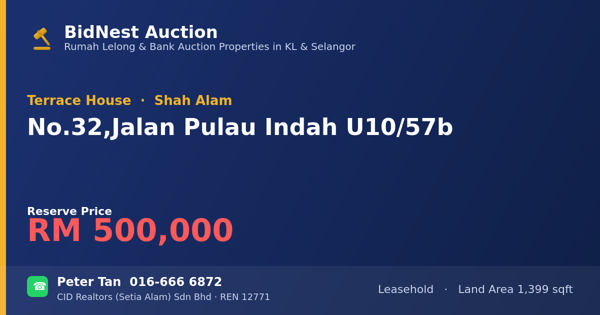 Rumah Teres · No. 32, Jalan Pulau Indah U10/57b