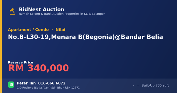 Apartmen / Kondo · No. B-L30-19, Menara B (Begonia) @ Bandar Belia