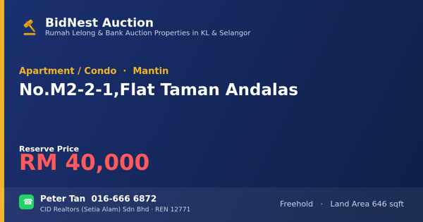 Apartment / Condo · No. M2-2-1, Flat Taman Andalas