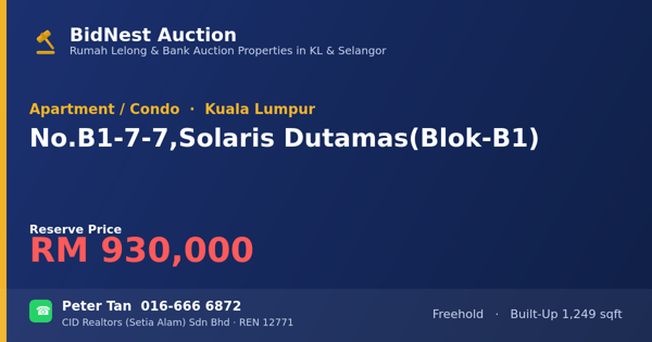 Apartment / Condo · No. B1-7-7, Solaris Dutamas (Blok-B1)