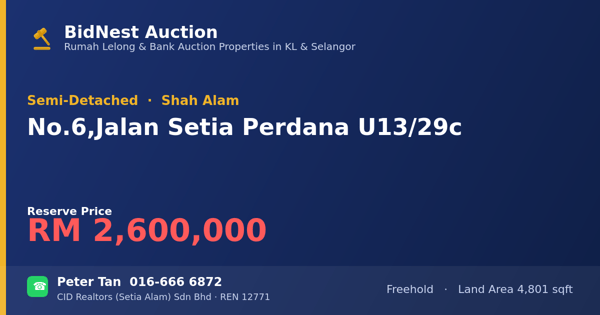 Semi-D · No. 6, Jalan Setia Perdana U13/29c