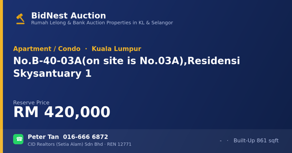 Apartmen / Kondo · No. B-40-03A (on site is No. 03A), Residensi Skysantuary 1