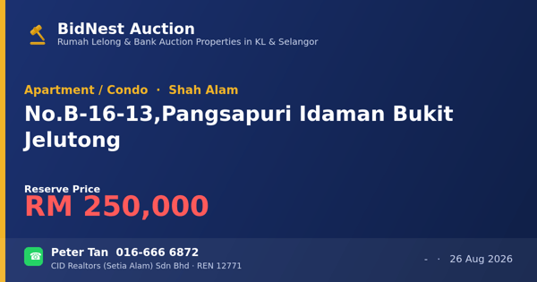 Apartment / Condo · No. B-16-13, Pangsapuri Idaman Bukit Jelutong