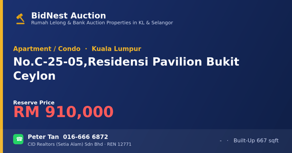 公寓 · No. C-25-05, Residensi Pavilion Bukit Ceylon
