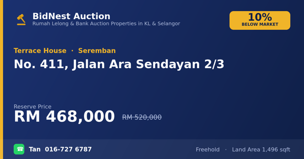 排屋 · No. 411, Jalan Ara Sendayan 2/3