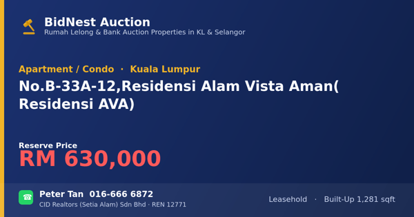 Apartmen / Kondo · No. B-33A-12, Residensi Alam Vista Aman (Residensi AVA)