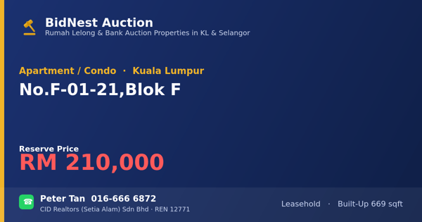 Apartment / Condo · No. F-01-21, Blok F