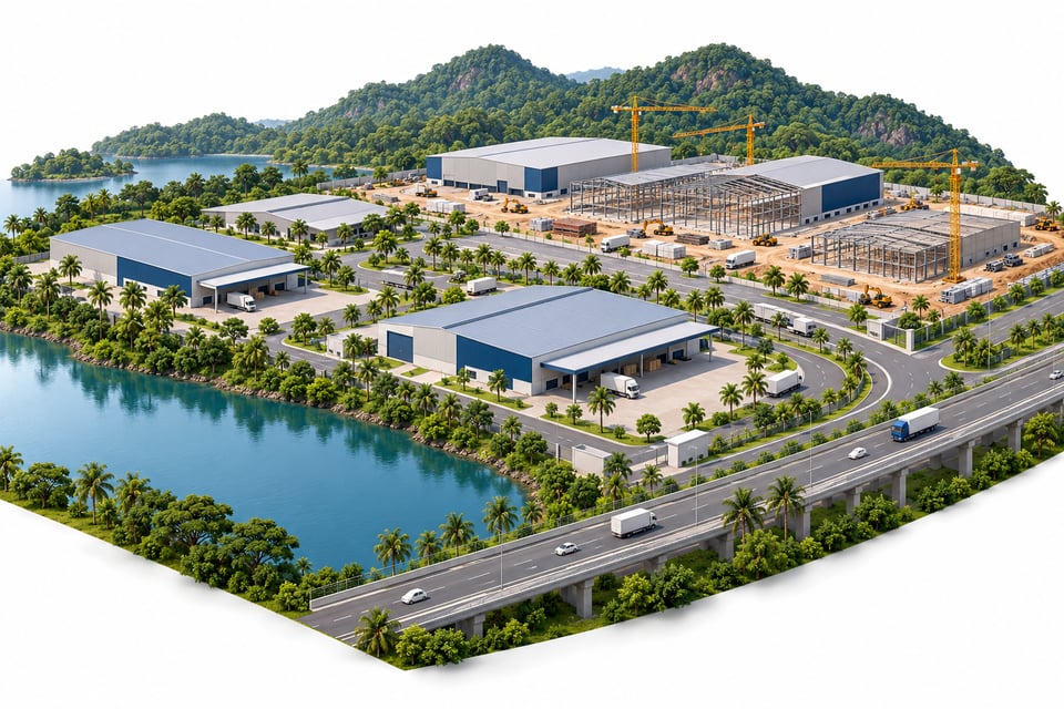 示意图：新物流园正在兴建的工业区