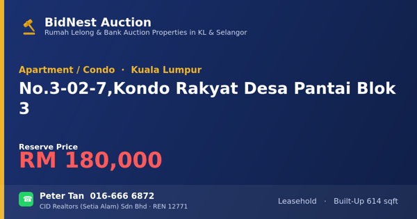 Apartmen / Kondo · No. 3-02-7, Kondo Rakyat Desa Pantai Blok 3
