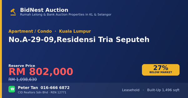 Apartmen / Kondo · No. A-29-09, Residensi Tria Seputeh