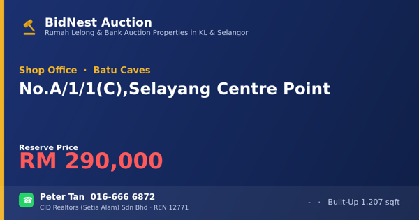 Shop Office · No. A/1/1(C), Selayang Centre Point