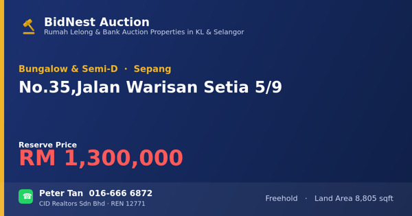 Bungalow & Semi-D · No. 35, Jalan Warisan Setia 5/9
