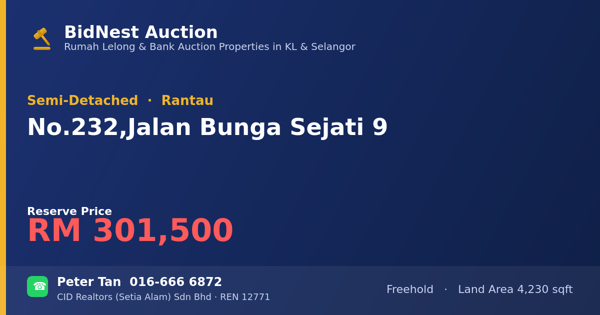 Semi-Detached · No. 232, Jalan Bunga Sejati 9