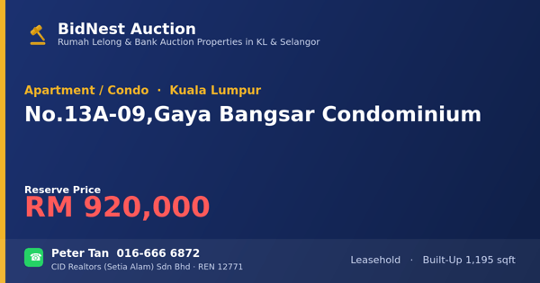 Apartment / Condo · No. 13A-09, Gaya Bangsar Condominium