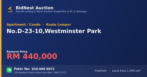 Apartment / Condo · No. D-23-10, Westminster Park