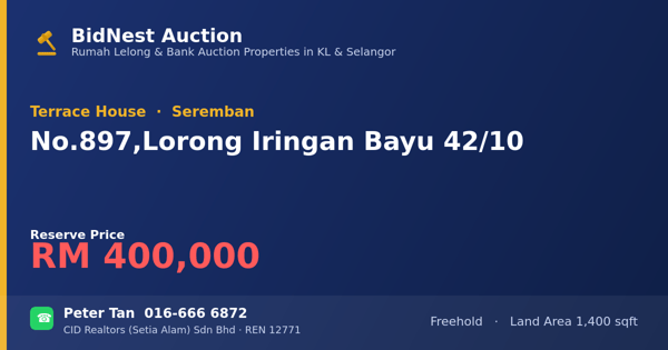 Terrace House · No. 897, Lorong Iringan Bayu 42/10
