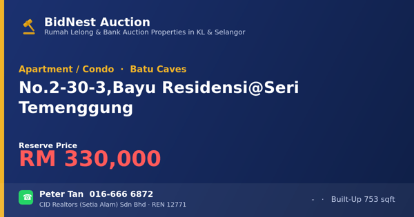 Apartmen / Kondo · No. 2-30-3, Bayu Residensi @ Seri Temenggung
