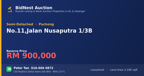 Semi-Detached · No. 11, Jalan Nusaputra 1/3B