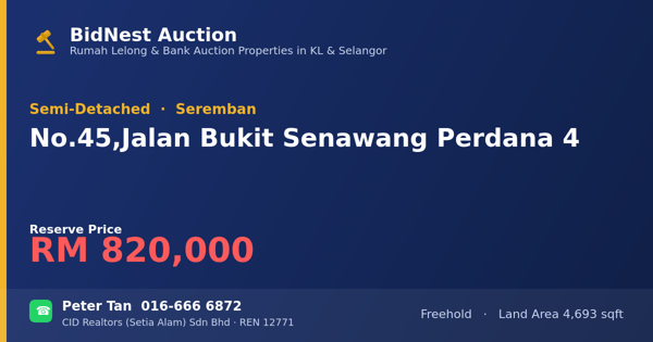 Semi-Detached · No. 45, Jalan Bukit Senawang Perdana 4