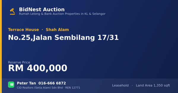 Rumah Teres · No. 25, Jalan Sembilang 17/31