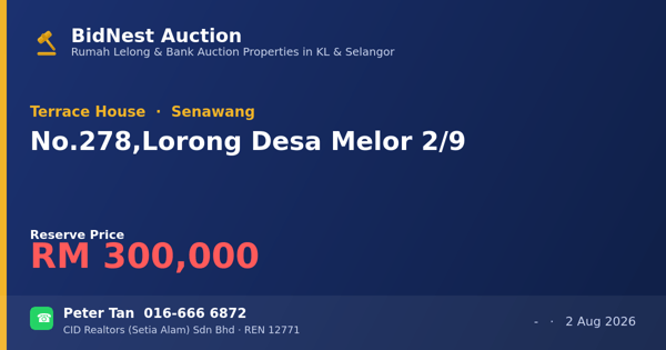 Rumah Teres · No. 278, Lorong Desa Melor 2/9