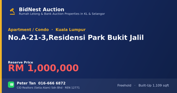 Apartment / Condo · No. A-21-3, Residensi Park Bukit Jalil