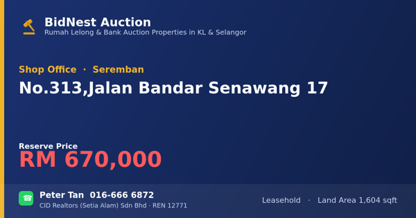 Shop Office · No. 313, Jalan Bandar Senawang 17