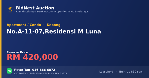 Apartmen / Kondo · No. A-11-07, Residensi M Luna