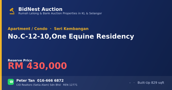 Apartment / Condo · No. C-12-10, One Equine Residency