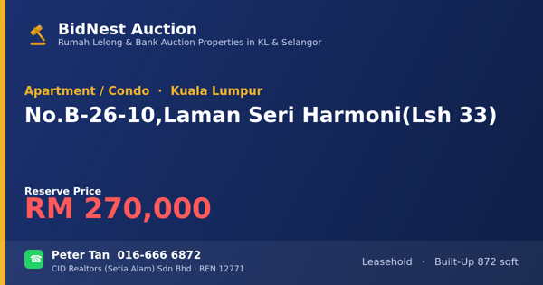 公寓 · No. B-26-10, Laman Seri Harmoni (Lsh 33)