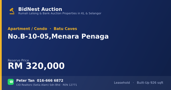 Apartmen / Kondo · No. B-10-05, Menara Penaga