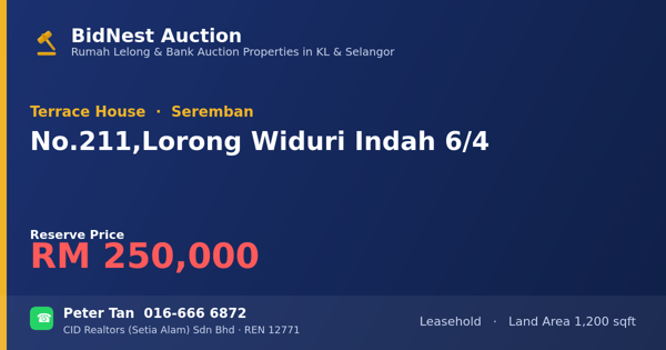 Terrace House · No. 211, Lorong Widuri Indah 6/4