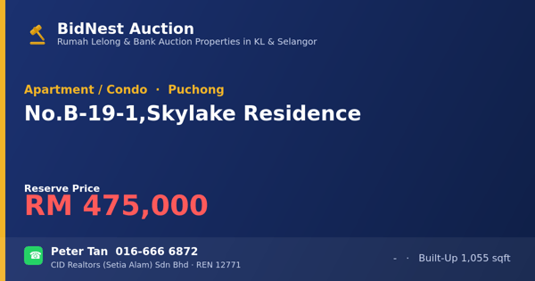 Apartment / Condo · No. B-19-1, Skylake Residence