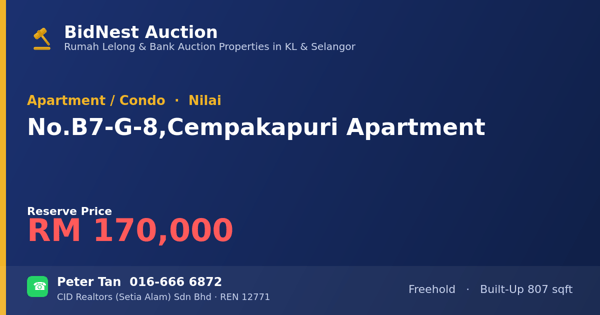Apartment / Condo · No. B7-G-8, Cempakapuri Apartment