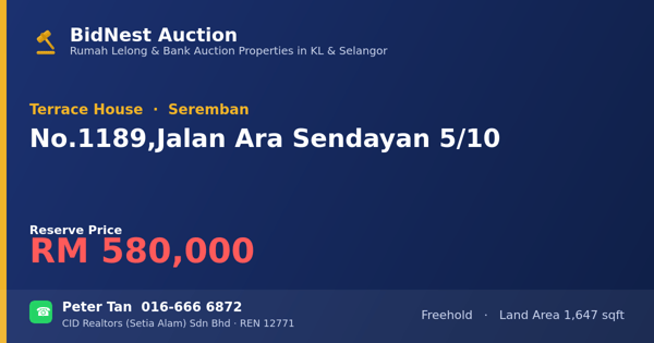 Terrace House · No. 1189, Jalan Ara Sendayan 5/10