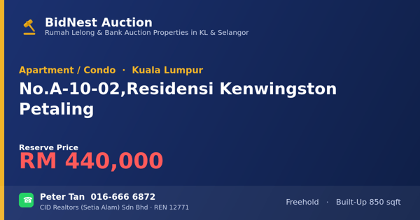 Apartment / Condo · No. A-10-02, Residensi Kenwingston Petaling