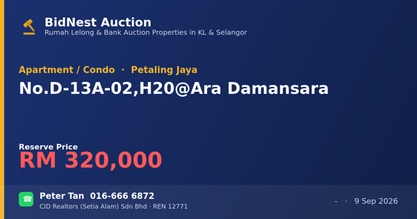 Apartmen / Kondo · No. D-13A-02, H20 @ Ara Damansara