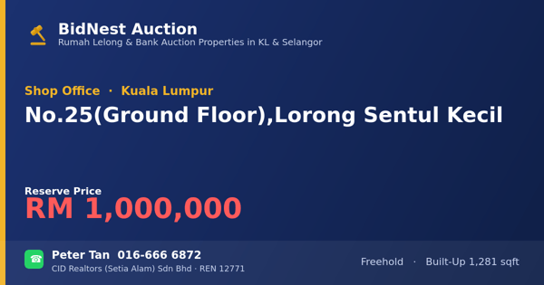 Shop Office · No. 25 (Ground Floor), Lorong Sentul Kecil