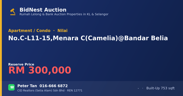 Apartmen / Kondo · No. C-L11-15, Menara C (Camelia) @ Bandar Belia