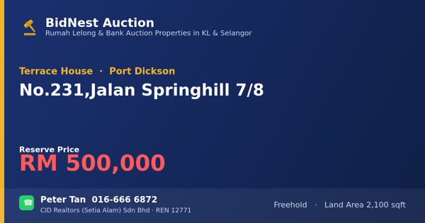 Terrace House · No. 231, Jalan Springhill 7/8